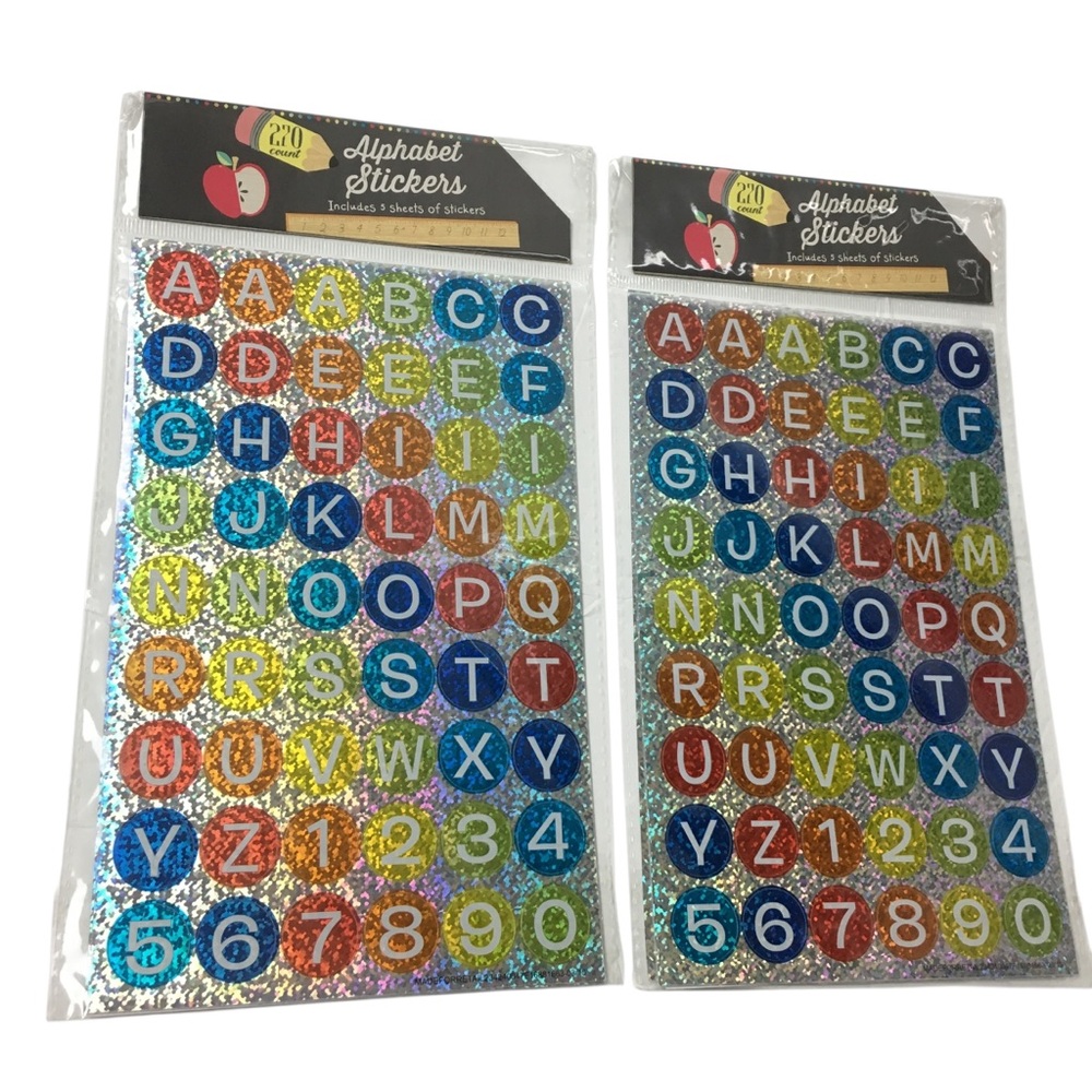 Alphabet Number Rainbow Holographic Round Circle Stickers 10 Sheets 540 Total
